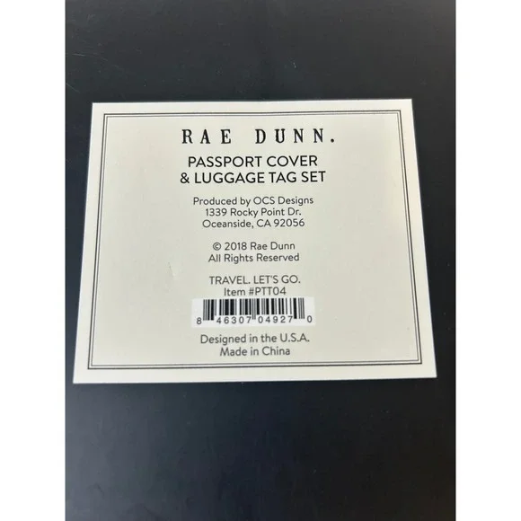 Rae Dunn Passport Cover Luggage Tag Set Travel Adventure Awaits White - Picture 7 of 7
